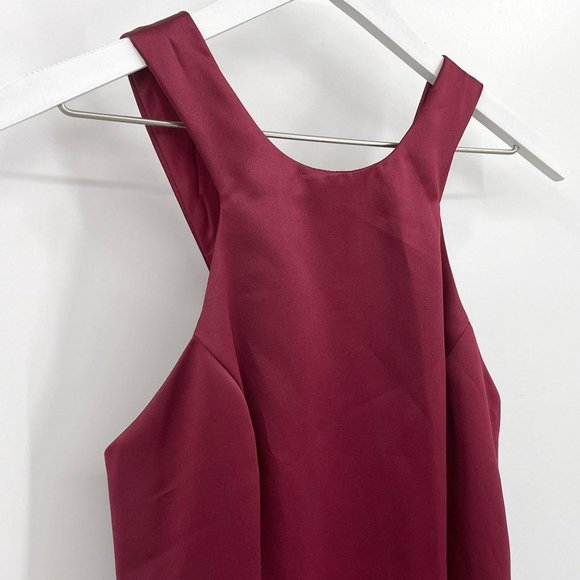 Vintage 90s Oleg Cassini Maroon Satin Formal Gown - Picture 3 of 10